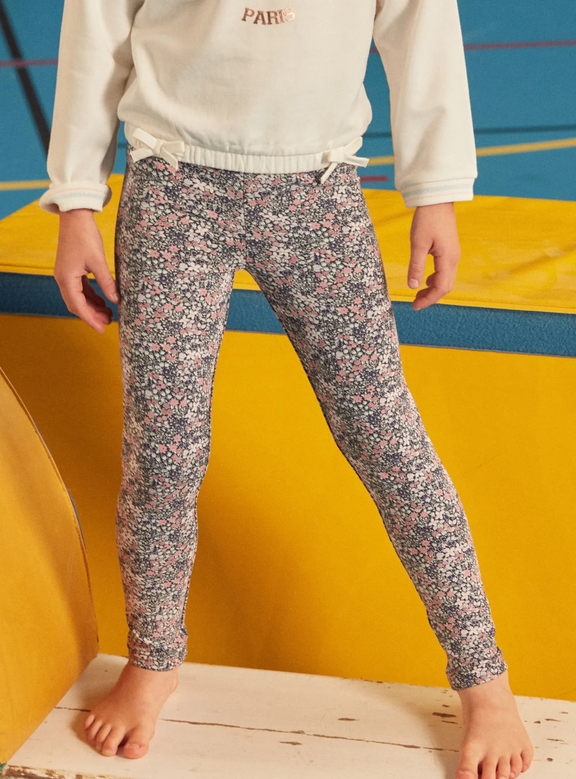 Sergent Major Pantalon, Jean & Legging-Legging marine fleuri