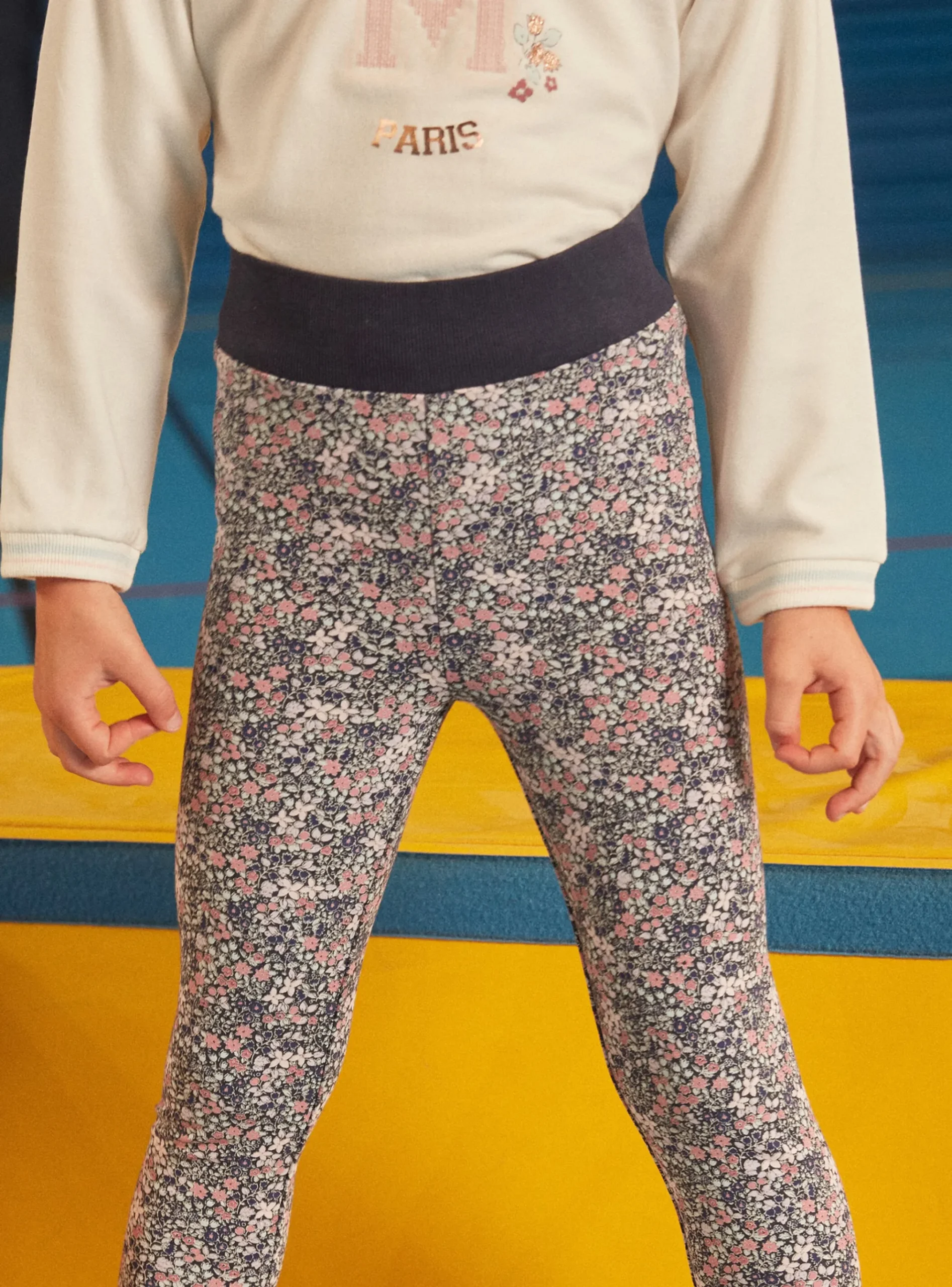 Sergent Major Pantalon, Jean & Legging-Legging marine fleuri