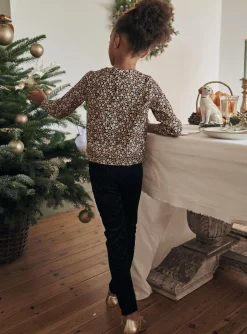 Sergent Major Pantalon, Jean & Legging-Legging noir en velours &agrave; paillettes