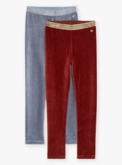 Sergent Major Tenues De Sport | Pantalon, Jean & Legging-2 leggings brique et bleus en velours