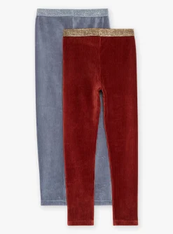 Sergent Major Tenues De Sport | Pantalon, Jean & Legging-2 leggings brique et bleus en velours
