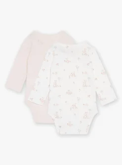 Sergent Major Body-Lot de 2 body rose et &eacute;cru en coton biologique