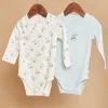 Sergent Major Body-Lot de 2 bodys bleu glacier et &eacute;cru en coton biologique
