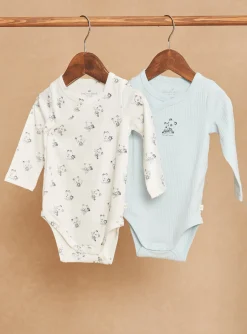 Sergent Major Body-Lot de 2 bodys bleu glacier et écru en coton biologique