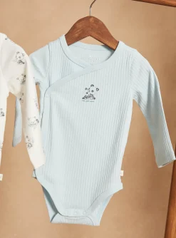 Sergent Major Body-Lot de 2 bodys bleu glacier et &eacute;cru en coton biologique