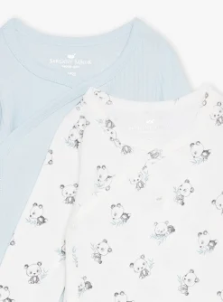 Sergent Major Body-Lot de 2 bodys bleu glacier et &eacute;cru en coton biologique