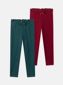 Sergent Major Pantalon, Jean & Legging-Lot de 2 leggings vert et rouge