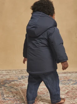Sergent Major Manteau, Parka & Veste-Manteau &agrave; capuche bleu nuit en canvas
