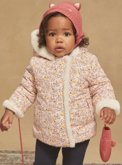 Sergent Major Manteau, Parka & Veste-Manteau à capuche réversible écru et rose