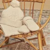 Sergent Major Bonnet, Echarpe & Gant-Moufles beige en tricot torsad&eacute;