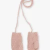Sergent Major Bonnet, Echarpe & Gants-Moufles roses en tricot torsad&eacute;