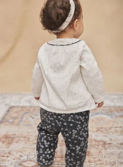 Sergent Major Pantalon & Jean-Pantalon bleu ardoise &agrave; imprim&eacute; fleuri en velours c&ocirc;tel&eacute;