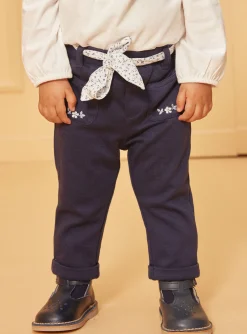 Sergent Major Pantalon & Jean-Pantalon bleu marine avec ceinture à imprimé fleuri