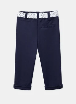 Sergent Major Pantalon & Jean-Pantalon bleu marine avec ceinture &agrave; imprim&eacute; fleuri