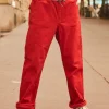 Sergent Major Pantalon & Jean-Pantalon droit rouge &agrave; taille &eacute;lastiqu&eacute;e