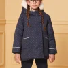 Sergent Major Manteau, Parka & Veste-Parka 3 en 1 marine &agrave; pois argent&eacute;s