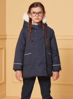 Sergent Major Manteau, Parka & Veste-Parka 3 en 1 marine &agrave; pois argent&eacute;s