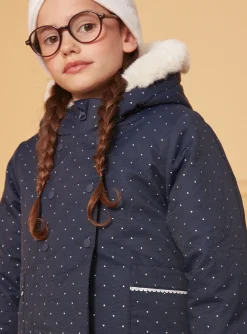 Sergent Major Manteau, Parka & Veste-Parka 3 en 1 marine &agrave; pois argent&eacute;s