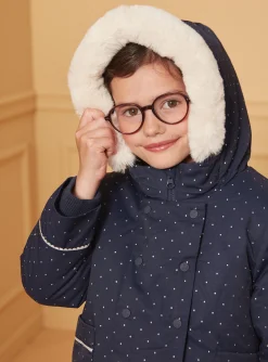 Sergent Major Manteau, Parka & Veste-Parka 3 en 1 marine &agrave; pois argent&eacute;s