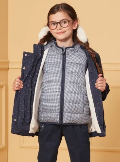Sergent Major Manteau, Parka & Veste-Parka 3 en 1 marine &agrave; pois argent&eacute;s