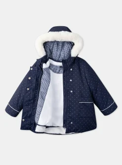 Sergent Major Manteau, Parka & Veste-Parka 3 en 1 marine &agrave; pois argent&eacute;s