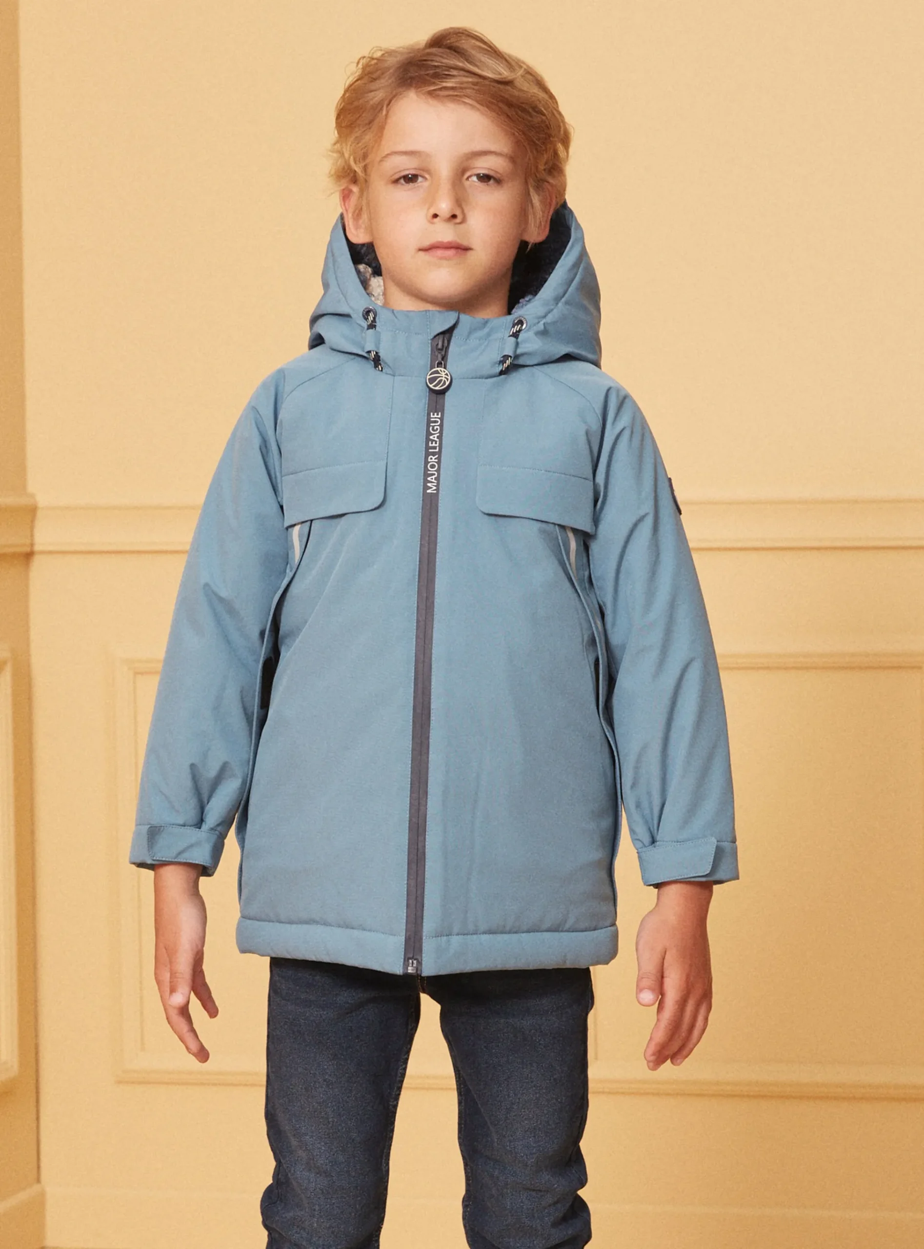 Sergent Major Manteau, Parka & Veste-Parka Bleue à capuche mi-saison