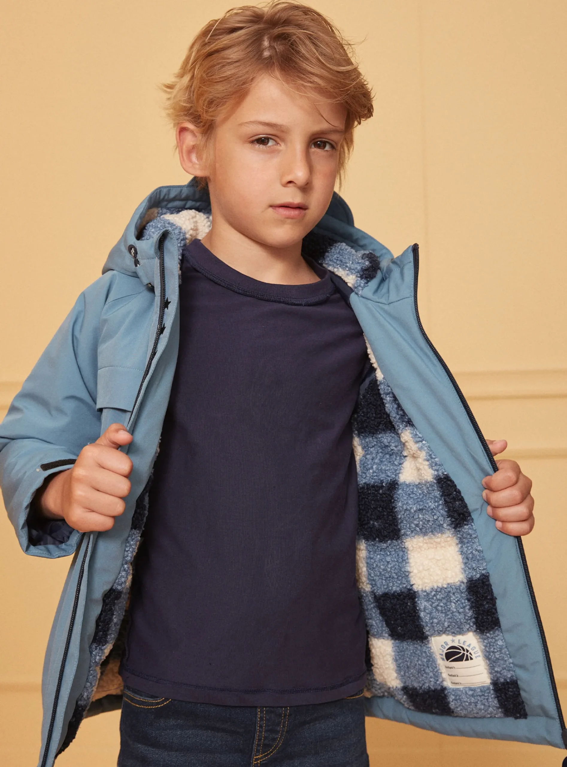 Sergent Major Manteau, Parka & Veste-Parka Bleue à capuche mi-saison