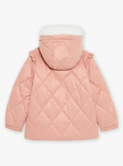 Sergent Major Manteau, Parka & Veste-Parka rose matelass&eacute;e &agrave; capuche