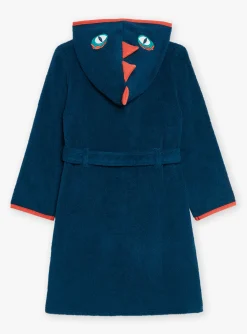 Sergent Major Pyjama-Peignoir &agrave; capuche en &eacute;ponge bleu p&eacute;trole