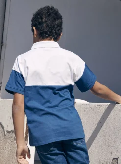 Sergent Major T-shirt & Polo-Polo bleu et blanc en jersey &agrave; motif blaireau guitariste