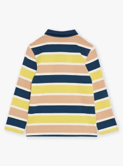 Sergent Major T-shirt & Polo-Polo bleu marine, beige et vert &agrave; imprim&eacute; &agrave; rayures