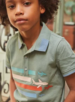 Sergent Major T-shirt & Polo-Polo vert &agrave; motif avions