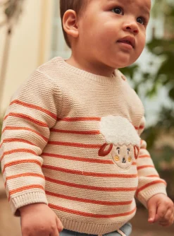 Sergent Major Pull, Gilet & Cardigan-Pull beige clair à imprimé à rayures