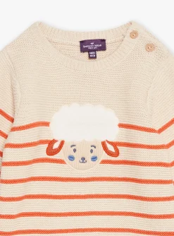 Sergent Major Pull, Gilet & Cardigan-Pull beige clair &agrave; imprim&eacute; &agrave; rayures
