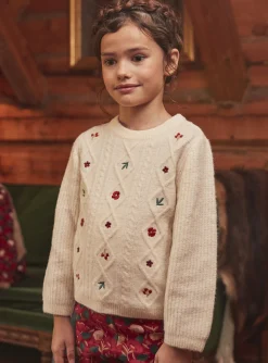 Sergent Major Pull, Gilet & Cardigan-Pull beige clair en maille torsadée