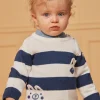 Sergent Major Pull, Gilet & Cardigan-Pull bleu et blanc &agrave; imprim&eacute; &agrave; rayures