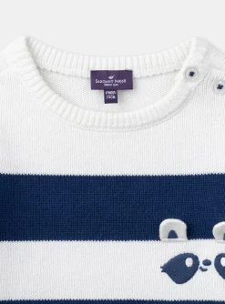 Sergent Major Pull, Gilet & Cardigan-Pull bleu et blanc &agrave; imprim&eacute; &agrave; rayures