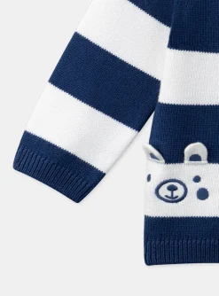 Sergent Major Pull, Gilet & Cardigan-Pull bleu et blanc &agrave; imprim&eacute; &agrave; rayures