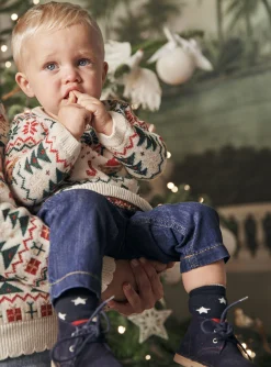 Sergent Major Pull, Gilet & Cardigan-Pull &eacute;cru &agrave; imprim&eacute; No&euml;l