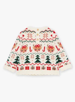 Sergent Major Pull, Gilet & Cardigan-Pull &eacute;cru &agrave; imprim&eacute; No&euml;l