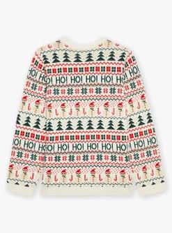 Sergent Major Pull, Gilet & Sweat-Pull &eacute;cru &agrave; imprim&eacute; No&euml;l