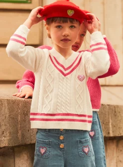 Sergent Major Pull, Gilet & Cardigan-Pull &eacute;cru en maille torsad&eacute;e