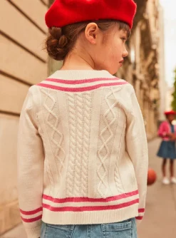Sergent Major Pull, Gilet & Cardigan-Pull &eacute;cru en maille torsad&eacute;e