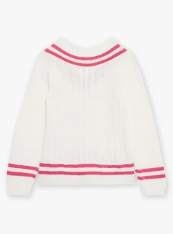 Sergent Major Pull, Gilet & Cardigan-Pull &eacute;cru en maille torsad&eacute;e