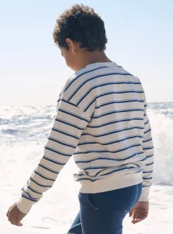 Sergent Major Pull, Gilet & Sweat-Pull &eacute;cru et bleu &agrave; imprim&eacute; &agrave; rayures