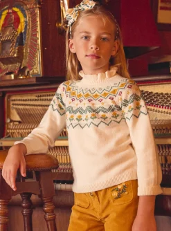Sergent Major Pull, Gilet & Cardigan-Pull  en jacquard &eacute;cru