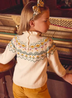 Sergent Major Pull, Gilet & Cardigan-Pull  en jacquard &eacute;cru