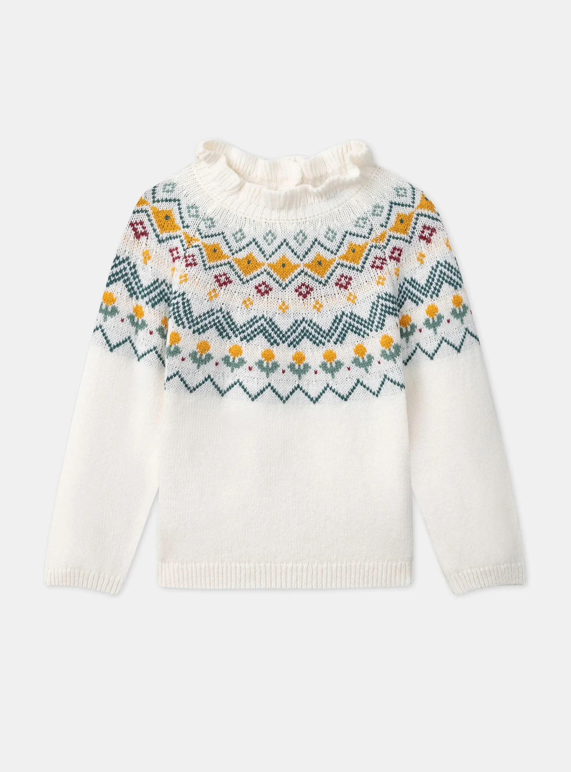 Sergent Major Pull, Gilet & Cardigan-Pull en jacquard écru