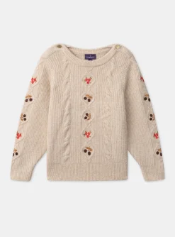 Sergent Major Pull, Gilet & Cardigan-Pull en maille torsadée brodé