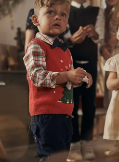 Sergent Major Pull, Gilet & Cardigan-Pull sans manches rouge &agrave; imprim&eacute; No&euml;l